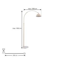 Lindby gulvlampe Tonka, beige, metall/marmor, 180 cm, E27