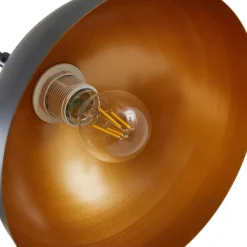 Lindby gulvlampe Tonka, svart/gull, metall, Ø 25 cm