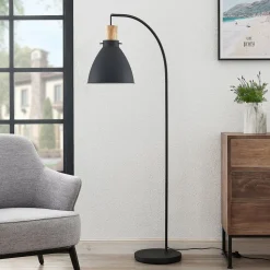 Lindby gulvlampe Trebale, svart, tre, 154 cm, E27