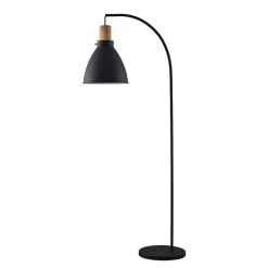 Lindby gulvlampe Trebale, svart, tre, 154 cm, E27