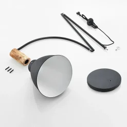 Lindby gulvlampe Trebale, svart, tre, 154 cm, E27