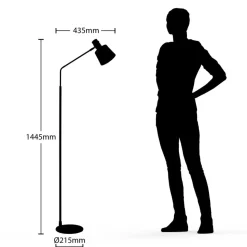 Lindby gulvlampe Vlada, 144 cm, messing, svart, metall