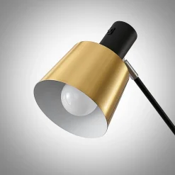 Lindby gulvlampe Vlada, 144 cm, messing, svart, metall