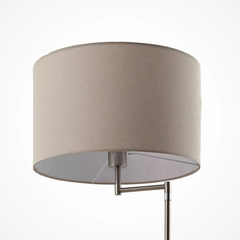 Lindby gulvlampe Zinia, nikkelfarget, hylle, USB-tilkobling