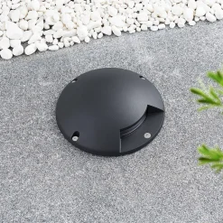 Lindby gulv-spotlight med LED Cormac, 1 lyskilde, Ø 21 cm, IP67