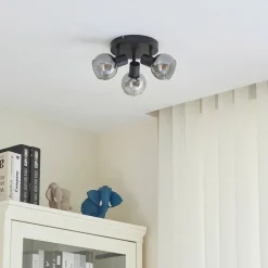 Lindby Hedvig taklampe, rund, svart, 3 lyskilder.