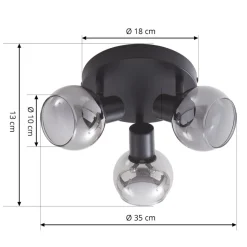 Lindby Hedvig taklampe, rund, svart, 3 lyskilder.