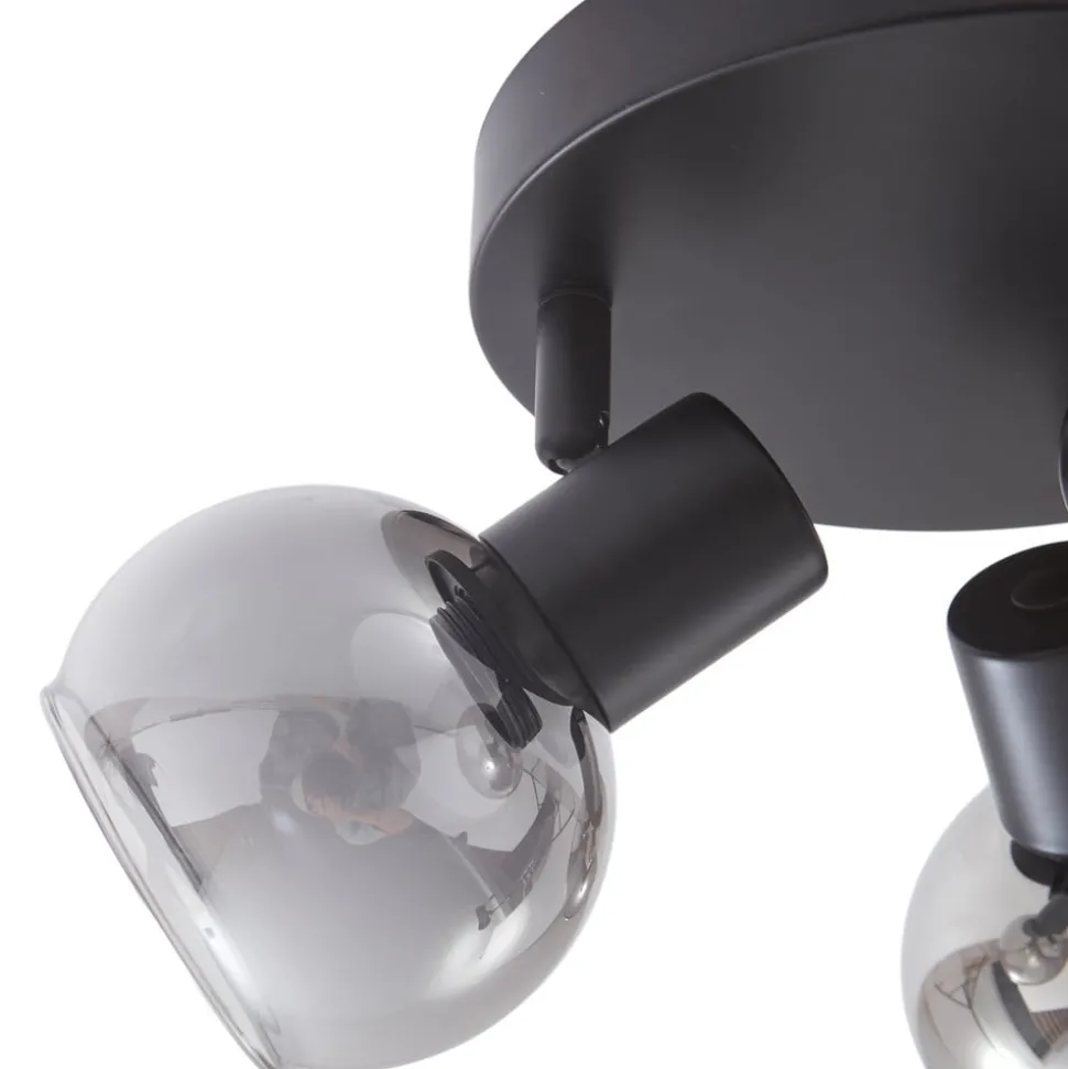 Lindby Hedvig taklampe, rund, svart, 3 lyskilder.