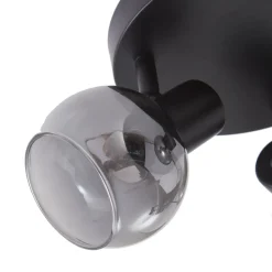 Lindby Hedvig taklampe, rund, svart, 3 lyskilder.