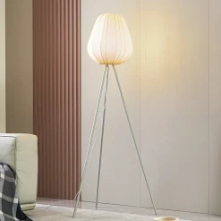 Lindby Helin gulvlampe, beige, tekstil, stativ, 144 cm, E27