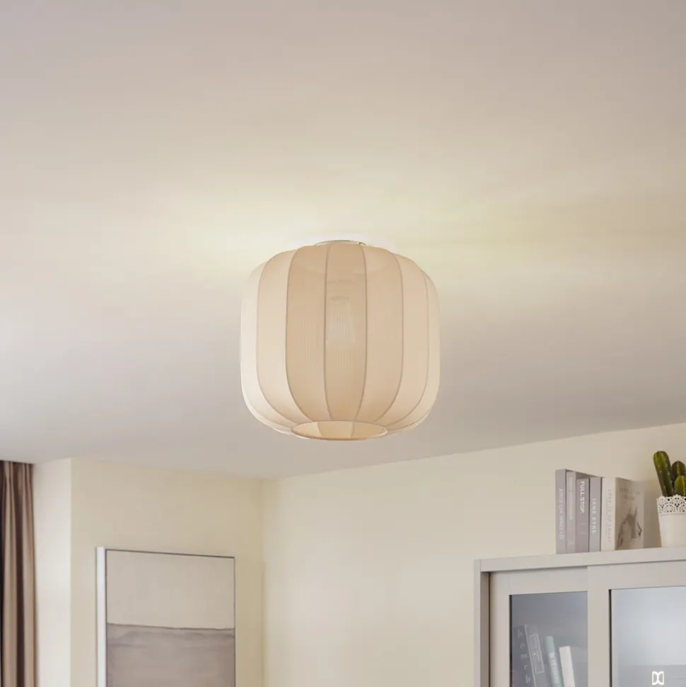 Lindby Helin taklampe, beige, stoff, Ø 35 cm