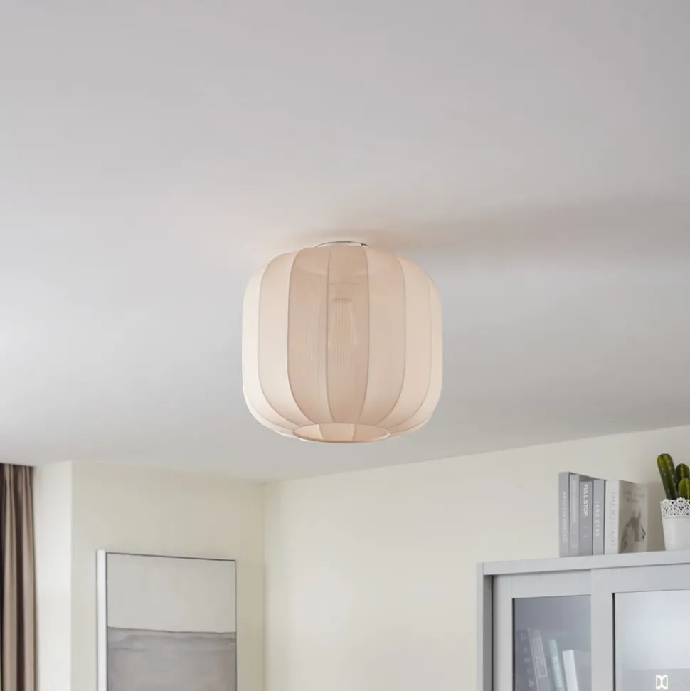 Lindby Helin taklampe, beige, stoff, Ø 35 cm