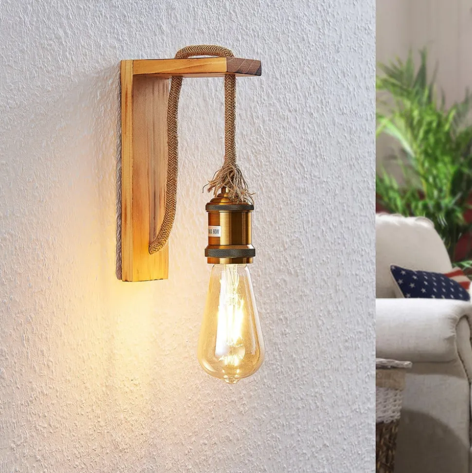 Lindby Helou tre-vegglampe med synlig fatning