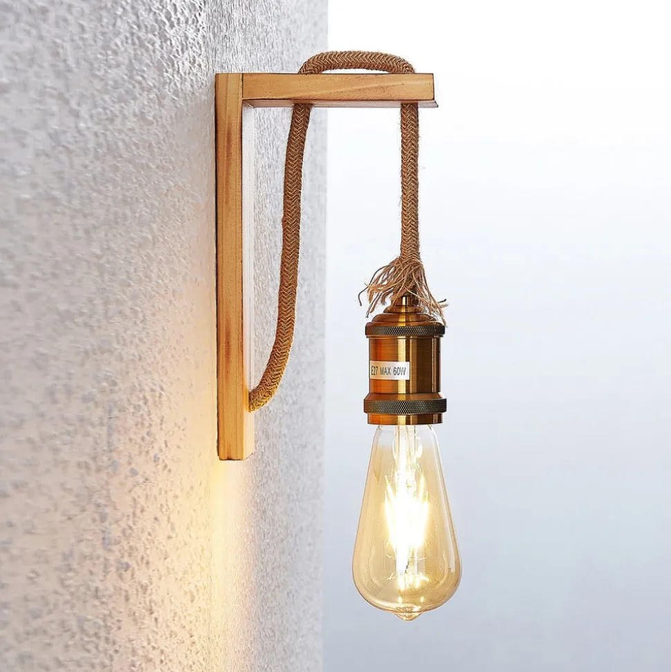 Lindby Helou tre-vegglampe med synlig fatning