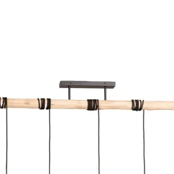 Lindby Hengelampe Amilia, stoff, 5 lyskilder, rød/grå/gul, E27