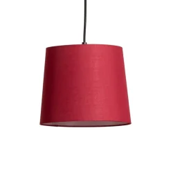 Lindby Hengelampe Amilia, stoff, 5 lyskilder, rød/grå/gul, E27