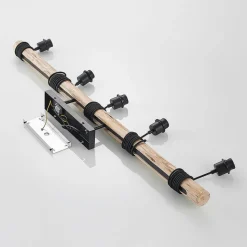 Lindby Hengelampe Amilia, stoff, 5 lyskilder, rød/grå/gul, E27