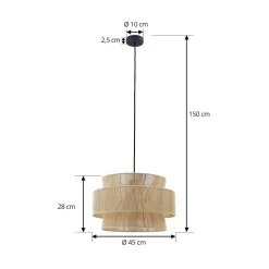 Lindby hengelampe Anuva, natur, papir, Ø 45 cm