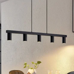 Lindby hengelampe Baliko, svart, 116 cm, 5 lyskilder, GU10