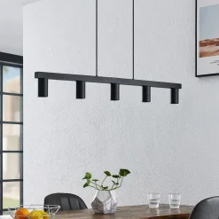 Lindby hengelampe Baliko, svart, 116 cm, 5 lyskilder, GU10