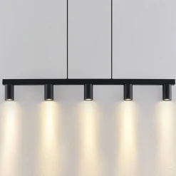 Lindby hengelampe Baliko, svart, 116 cm, 5 lyskilder, GU10