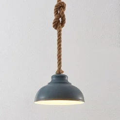 Lindby hengelampe Chaby, Ø 29 cm, 1 lyskilde, metall, tau