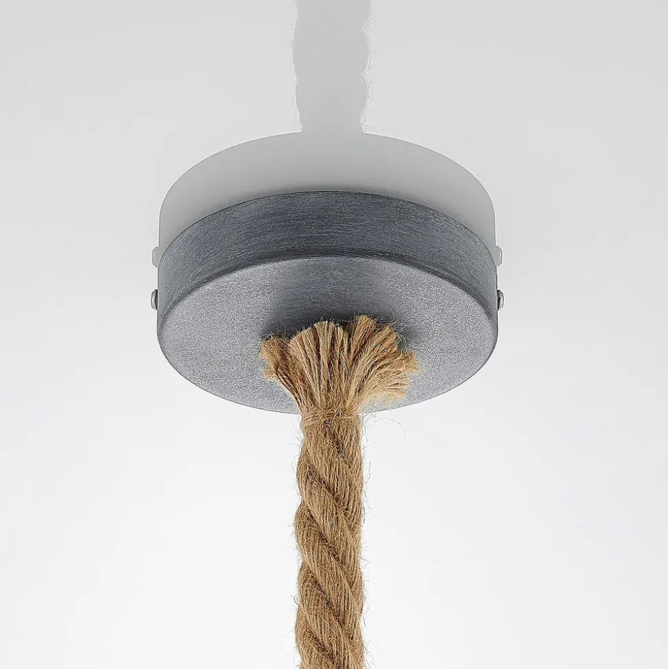 Lindby hengelampe Chaby, Ø 29 cm, 1 lyskilde, metall, tau