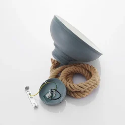 Lindby hengelampe Chaby, Ø 29 cm, 1 lyskilde, metall, tau