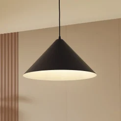 Lindby hengelampe Clarine, svart/hvit, Ø 50 cm, metall