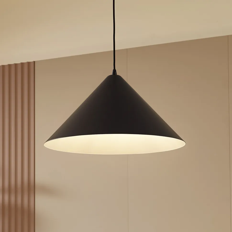 Lindby hengelampe Clarine, svart/hvit, Ø 50 cm, metall