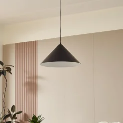 Lindby hengelampe Clarine, svart/hvit, Ø 50 cm, metall