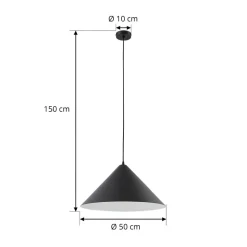 Lindby hengelampe Clarine, svart/hvit, Ø 50 cm, metall