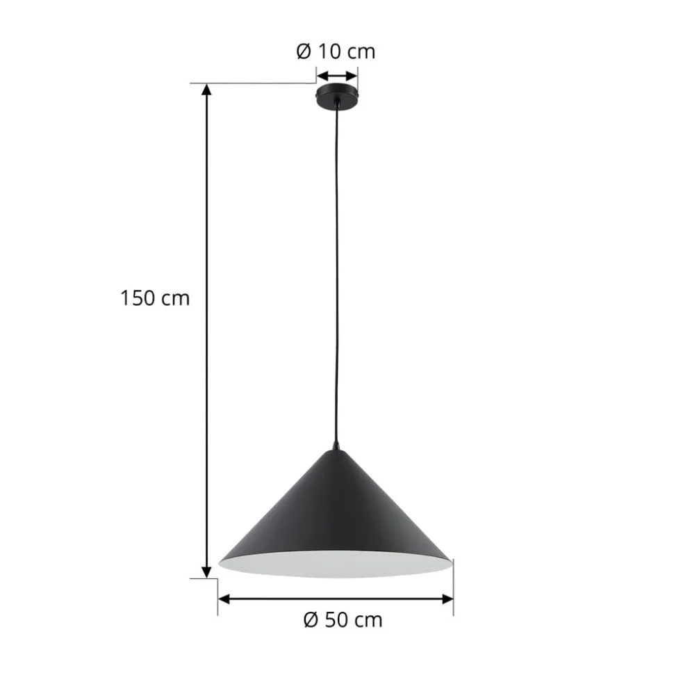 Lindby hengelampe Clarine, svart/hvit, Ø 50 cm, metall