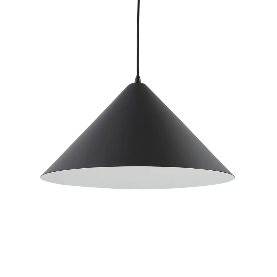 Lindby hengelampe Clarine, svart/hvit, Ø 50 cm, metall