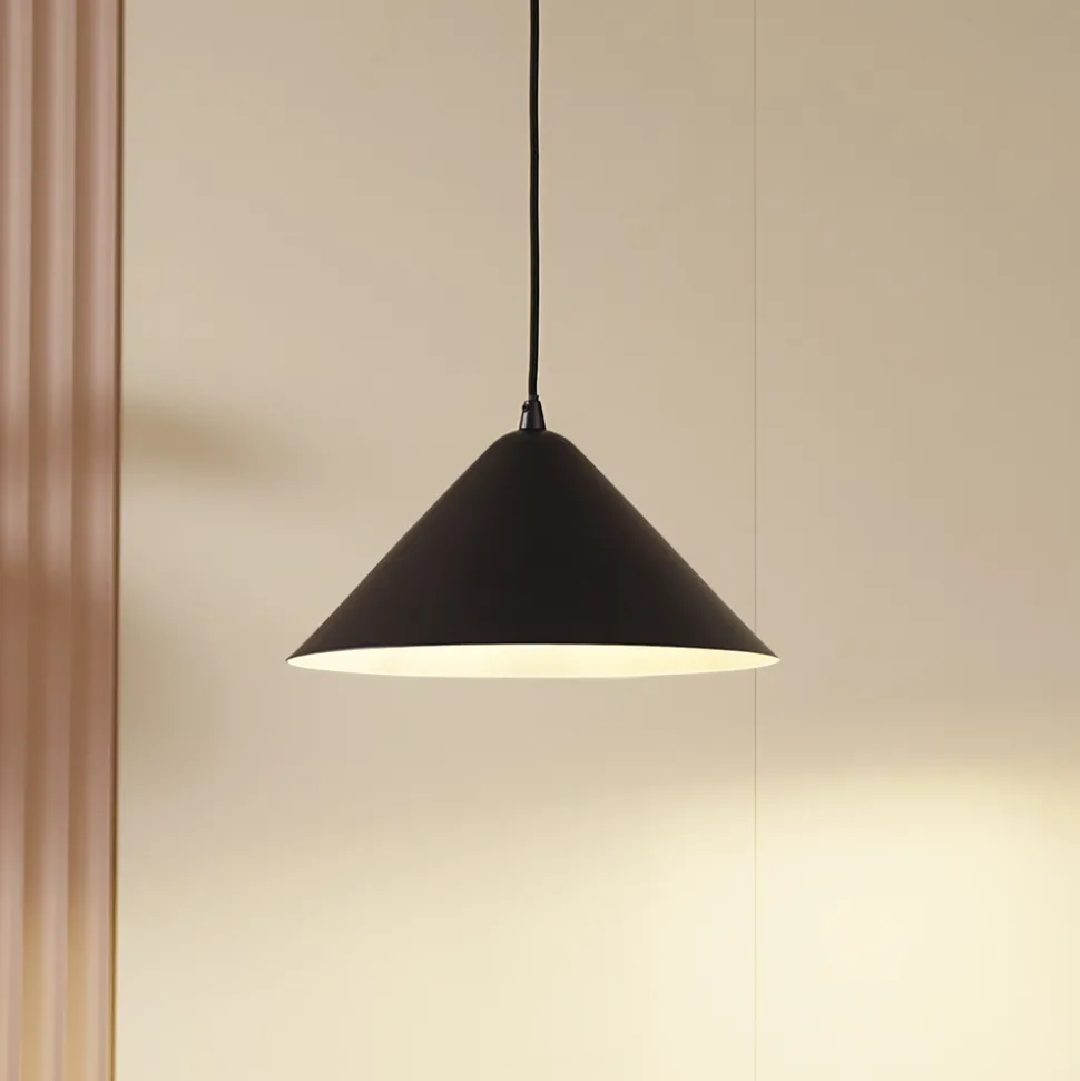 Lindby hengelampe Clarine, svart/hvit, Ø 32 cm, metall