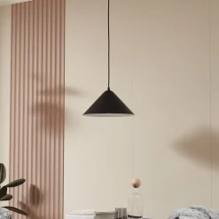 Lindby hengelampe Clarine, svart/hvit, Ø 32 cm, metall