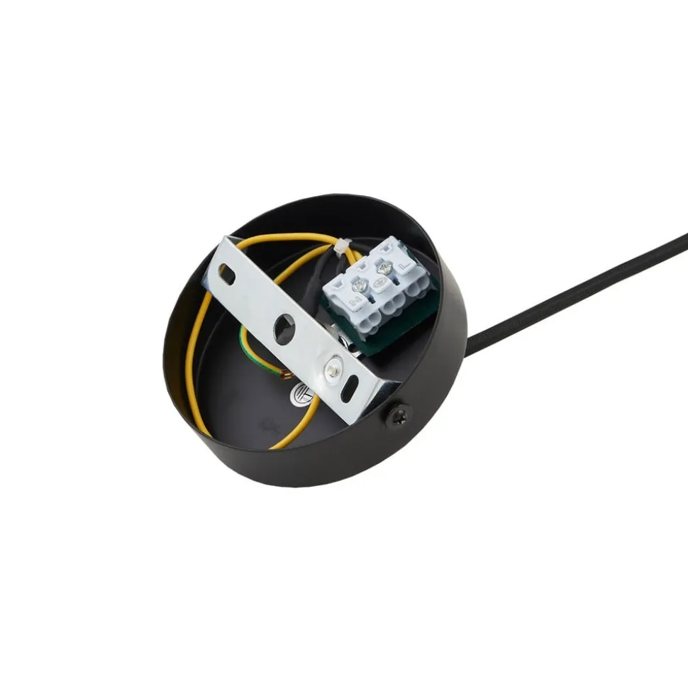 Lindby hengelampe Clarine, svart/hvit, Ø 32 cm, metall