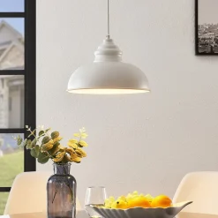 Lindby hengelampe Cliona, hvit, metall, Ø 31 cm, E27