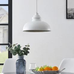 Lindby hengelampe Cliona, hvit, metall, Ø 31 cm, E27