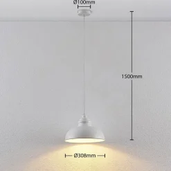 Lindby hengelampe Cliona, hvit, metall, Ø 31 cm, E27
