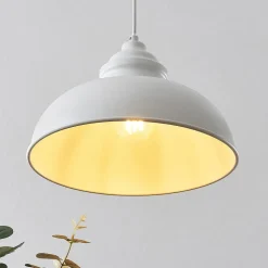 Lindby hengelampe Cliona, hvit, metall, Ø 31 cm, E27