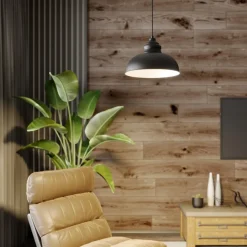 Lindby hengelampe Cliona, svart, metall, Ø 31 cm, E27