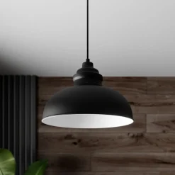 Lindby hengelampe Cliona, svart, metall, Ø 31 cm, E27