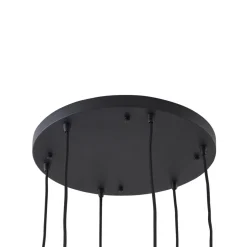 Lindby hengelampe Doroteo, 6 lyskilder, grønn/amber/grå, glass