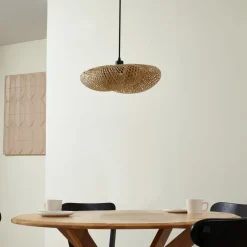 Lindby hengelampe Eleane, bambus, natur, lengde 50 cm, E27