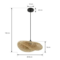 Lindby hengelampe Eleane, bambus, natur, lengde 50 cm, E27