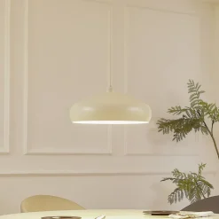 Lindby hengelampe Elover, beige, Ø 45 cm, jern