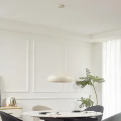 Lindby hengelampe Elover, beige, Ø 45 cm, jern