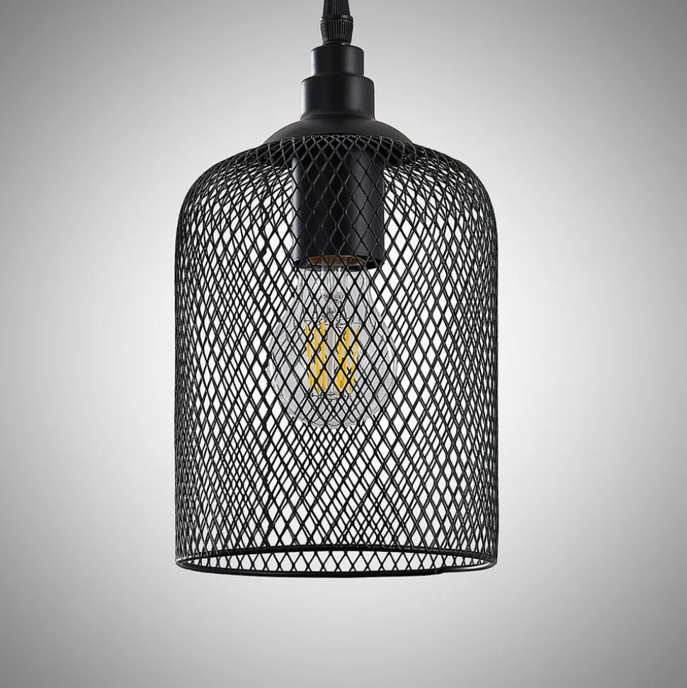 Lindby hengelampe Elrond, 116 cm, svart, 4 lyskilder, tre