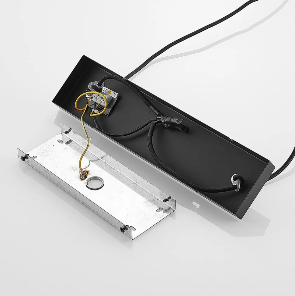 Lindby hengelampe Elrond, 116 cm, svart, 4 lyskilder, tre